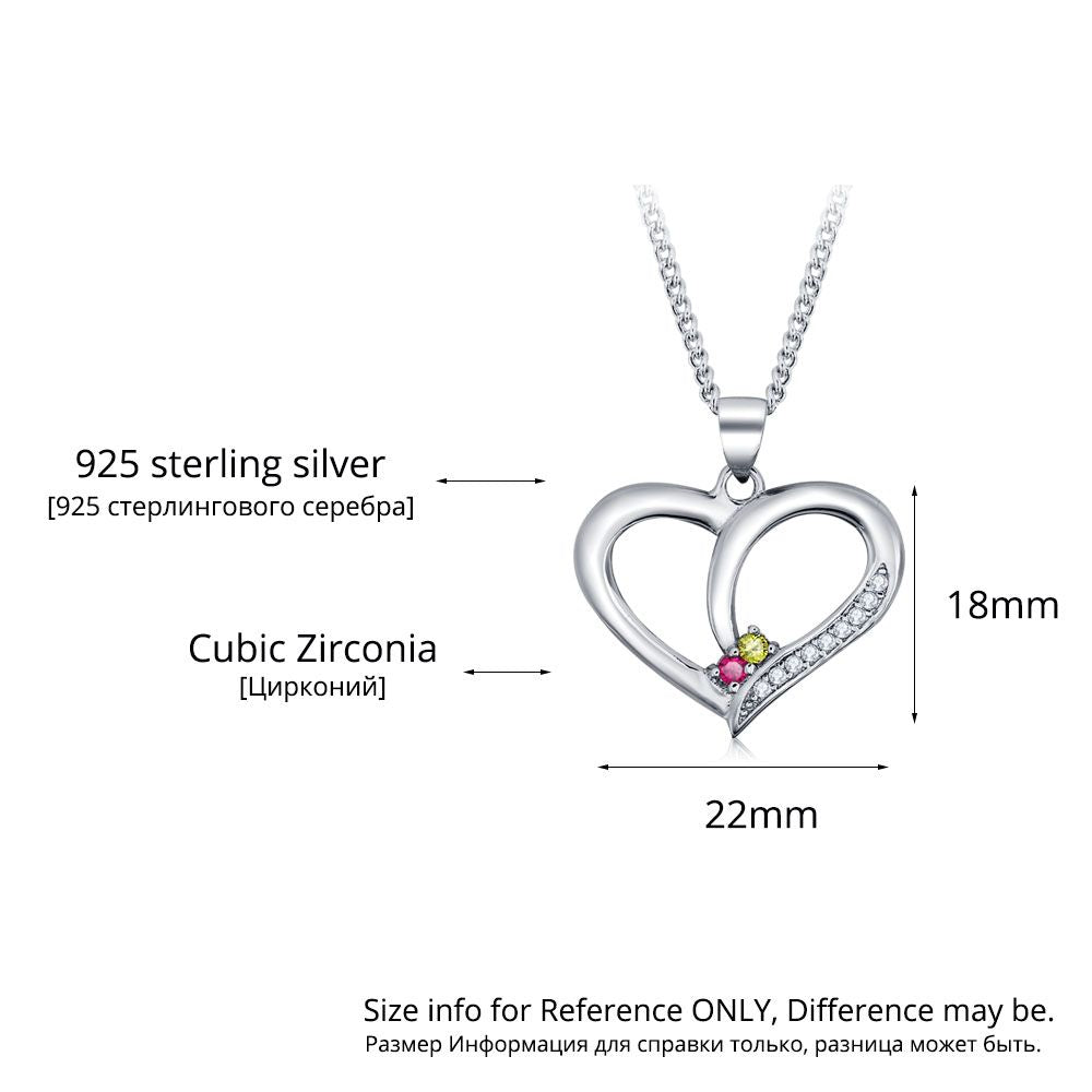 925 Silver Personalized Name Heart Shape Pendant Necklace wide
