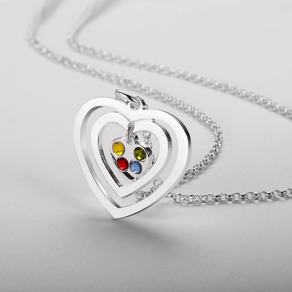 Central Heart 925 sterling silver Birthstone Name Necklace