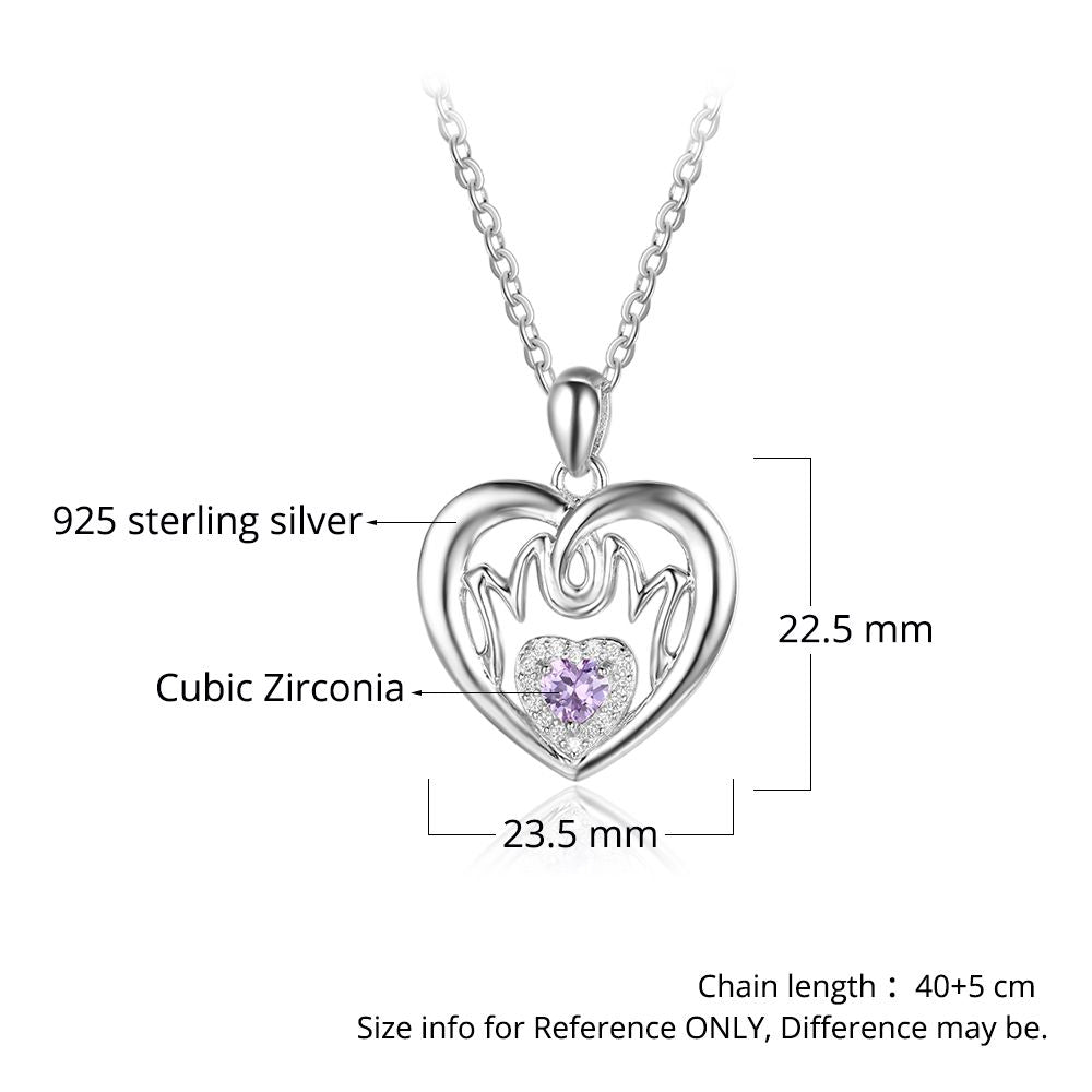925 Sterling Silver Custom Birthstone Necklace mom text