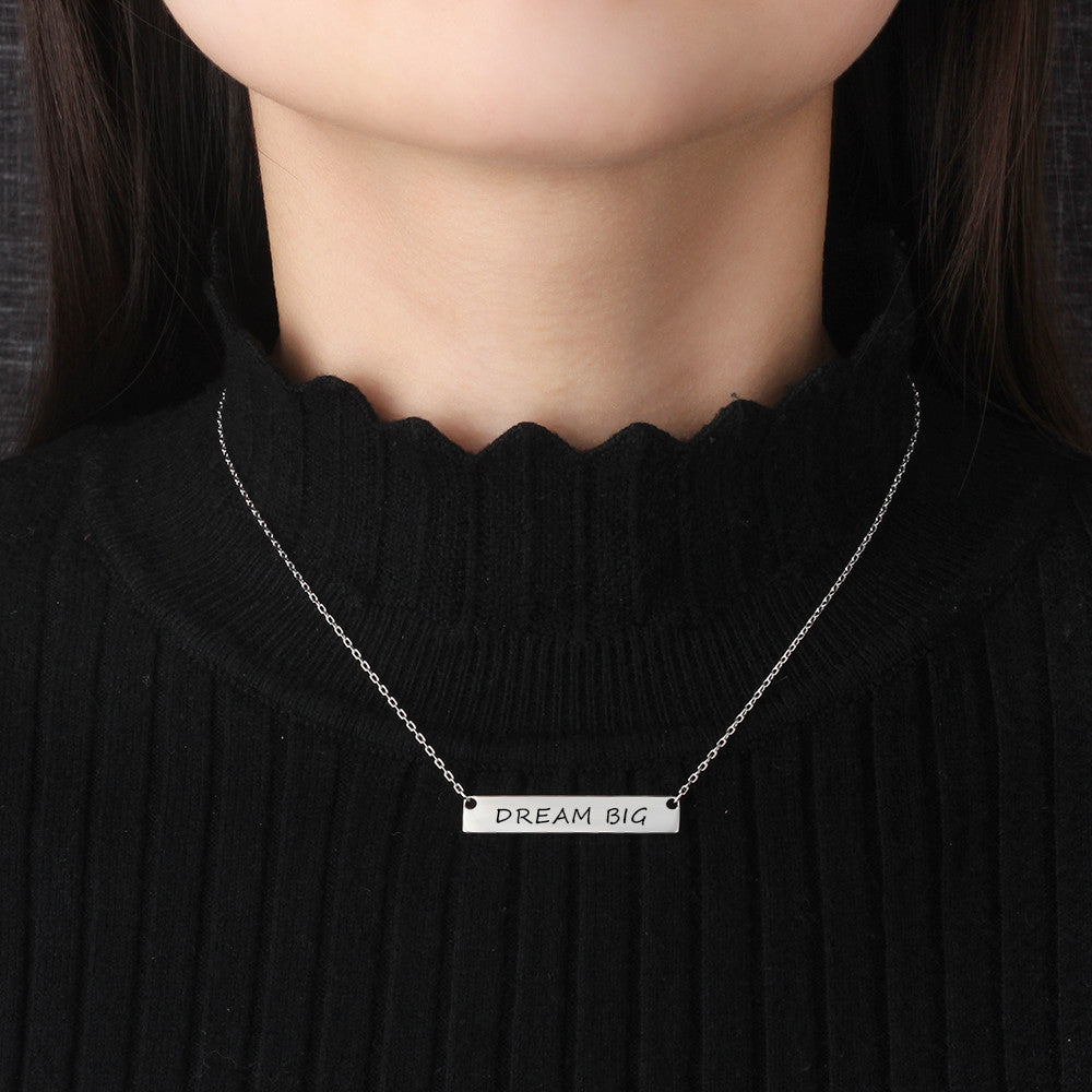 Stainless Steel Nameplate Bar Necklace With 45CM Chain