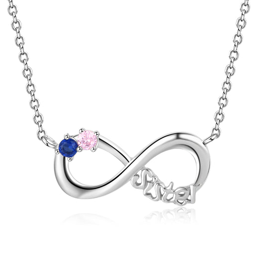 Birthstone Sterling Silver Necklace (With 45CM Chain)