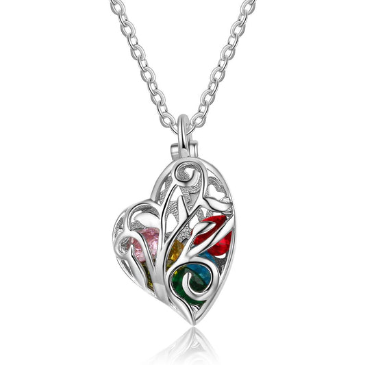 Heart basket 925 Silver Birthstone Necklace