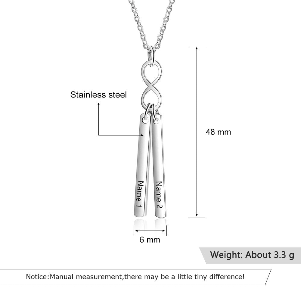 Stainless Steel Double Bar Pendant Necklace