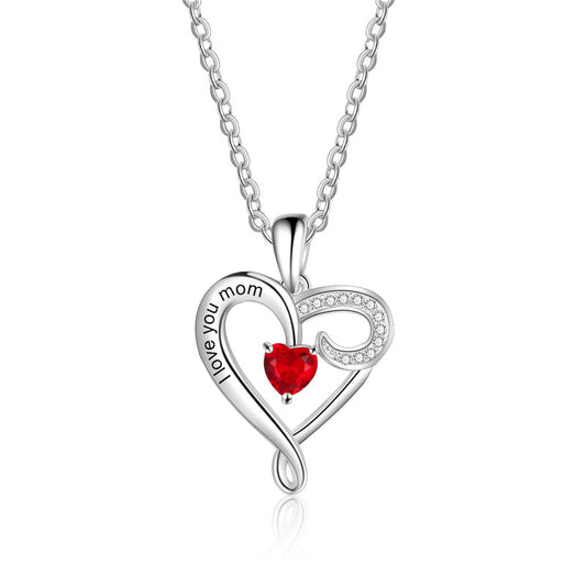 Heart 925 Sterling Silver One Birthstone Necklace