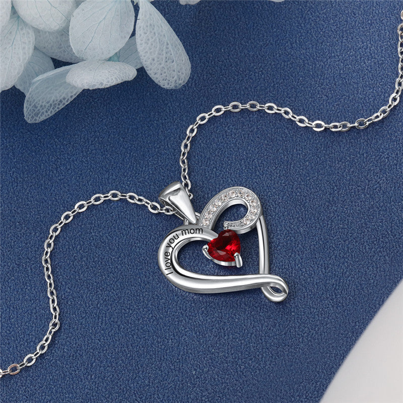 Heart 925 Sterling Silver One Birthstone Necklace