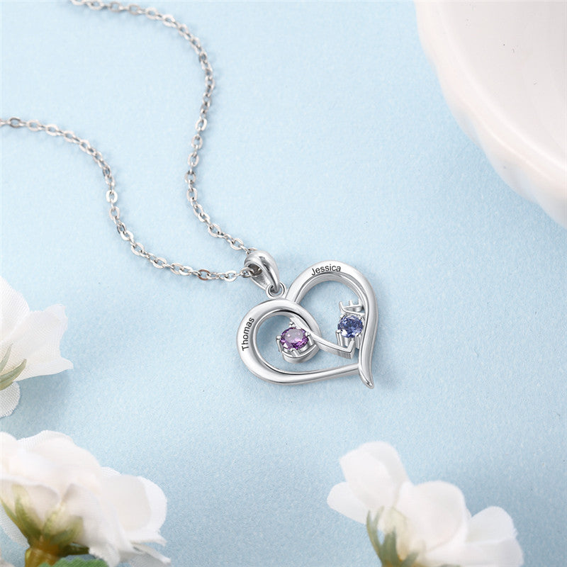 Love Custom 925 Sterling Silver Birthstone Necklace