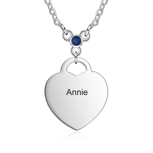 Engraving Heart Lock Necklace stainless steel