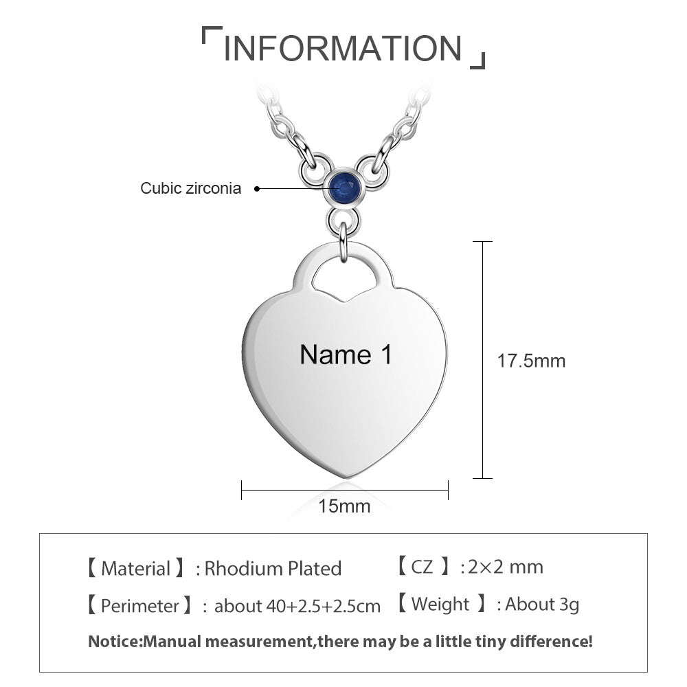 Engraving Heart Lock Necklace stainless steel