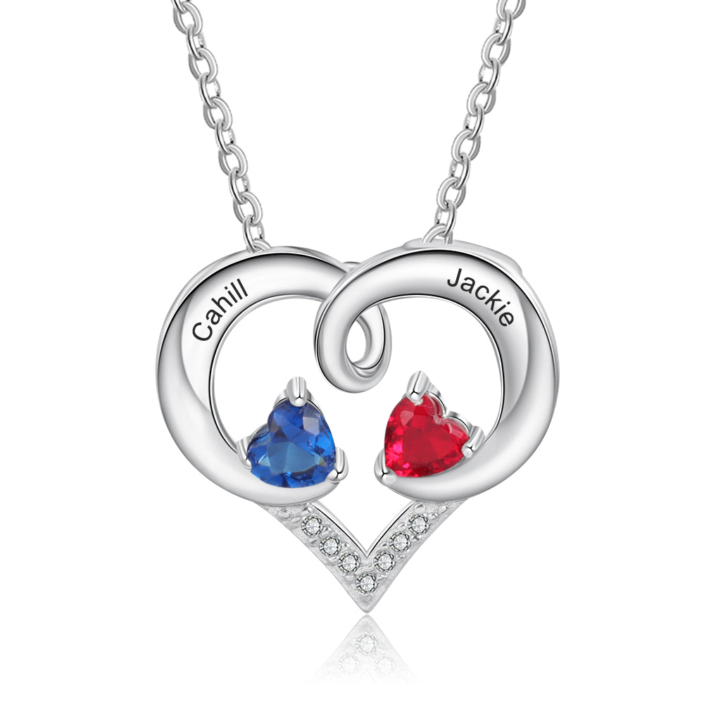 Heart ornament 925 Sterling Silver Birthstone Necklace