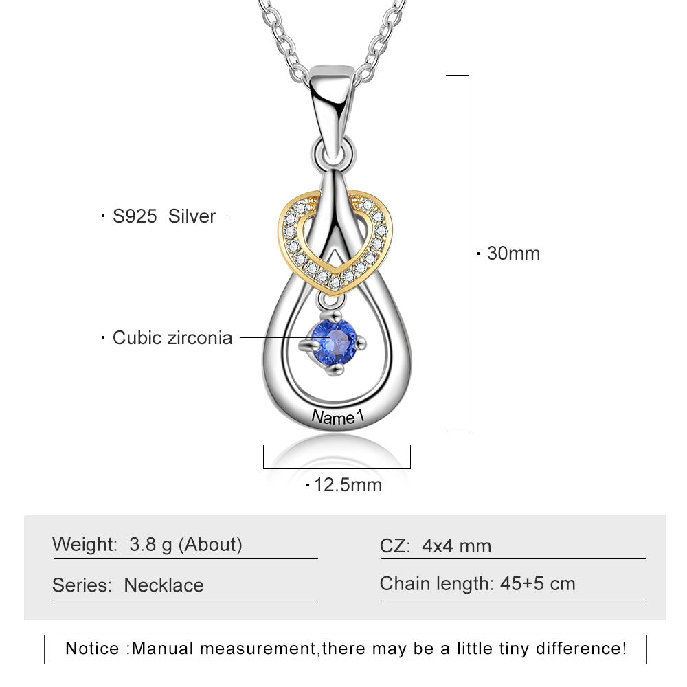 925 Sterling Silver Birthstone drop pendant Necklace