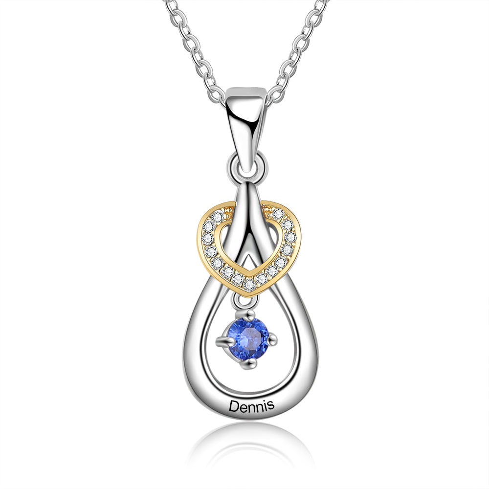 925 Sterling Silver Birthstone drop pendant Necklace