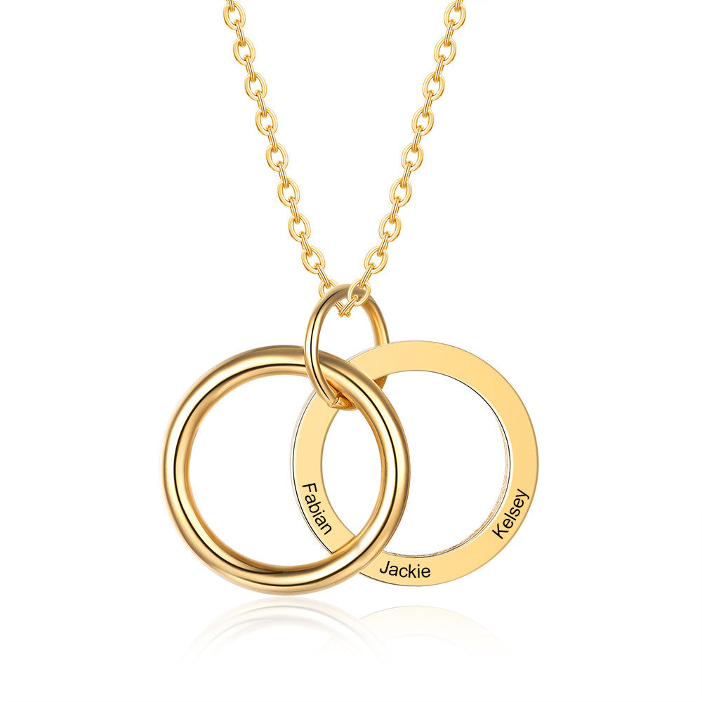 Engraving Stainless Steel Circle Necklace