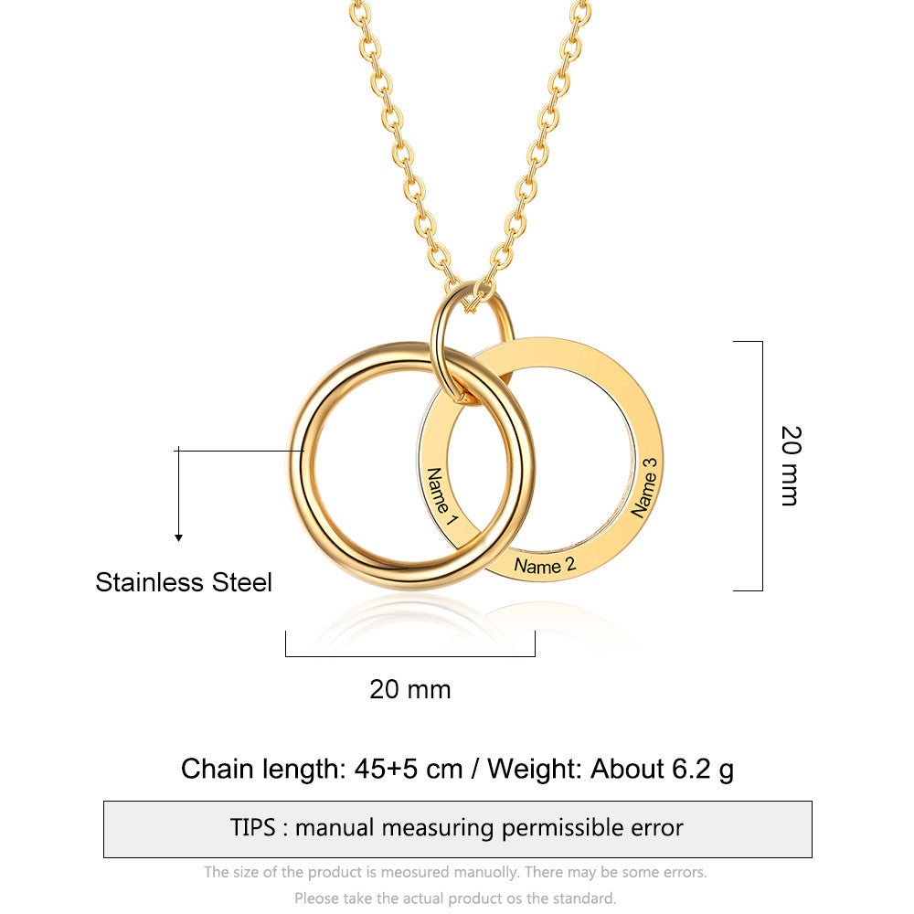 Engraving Stainless Steel Circle Necklace