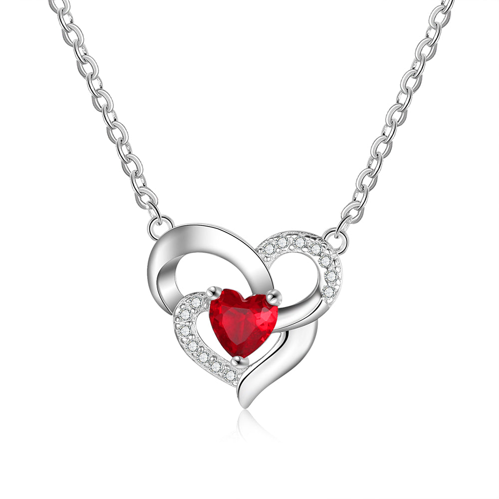 925 Sterling Silver Birthstone Heart shape Necklace