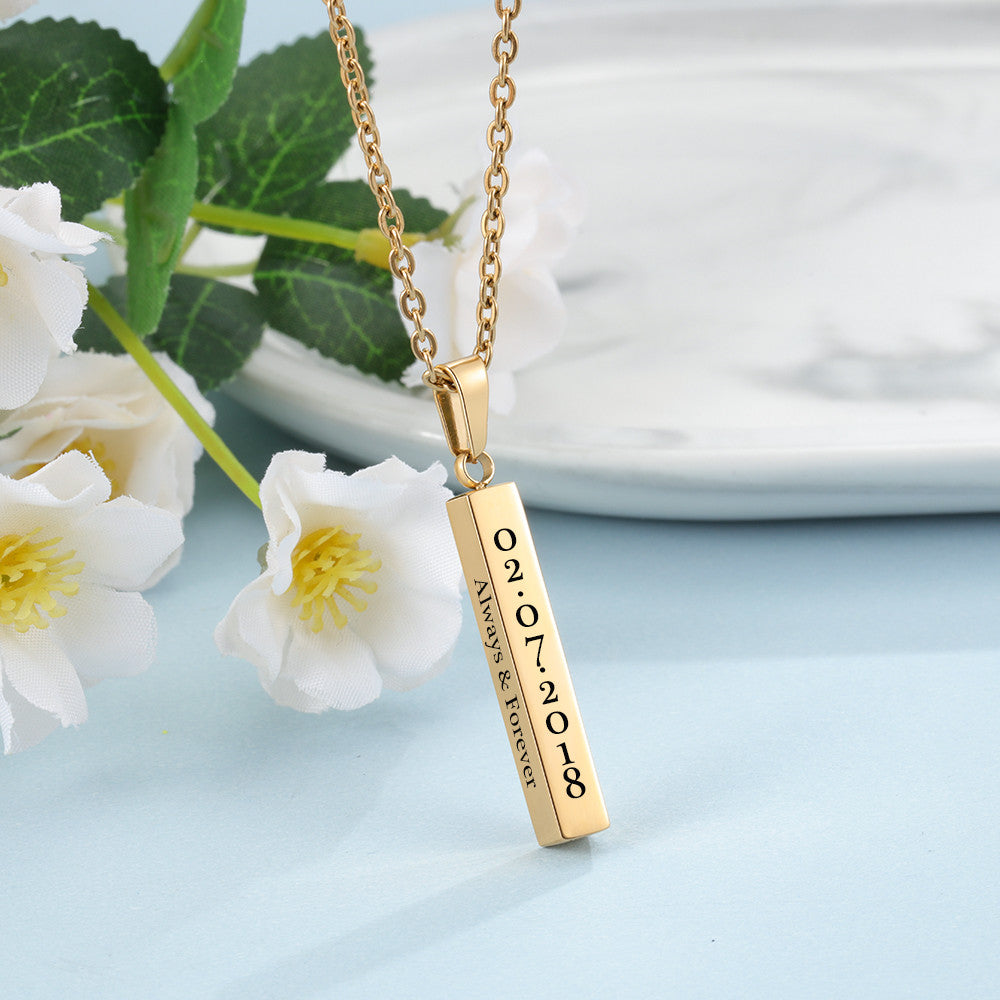 Personalized Stainless Steal Vertical Bar Necklace