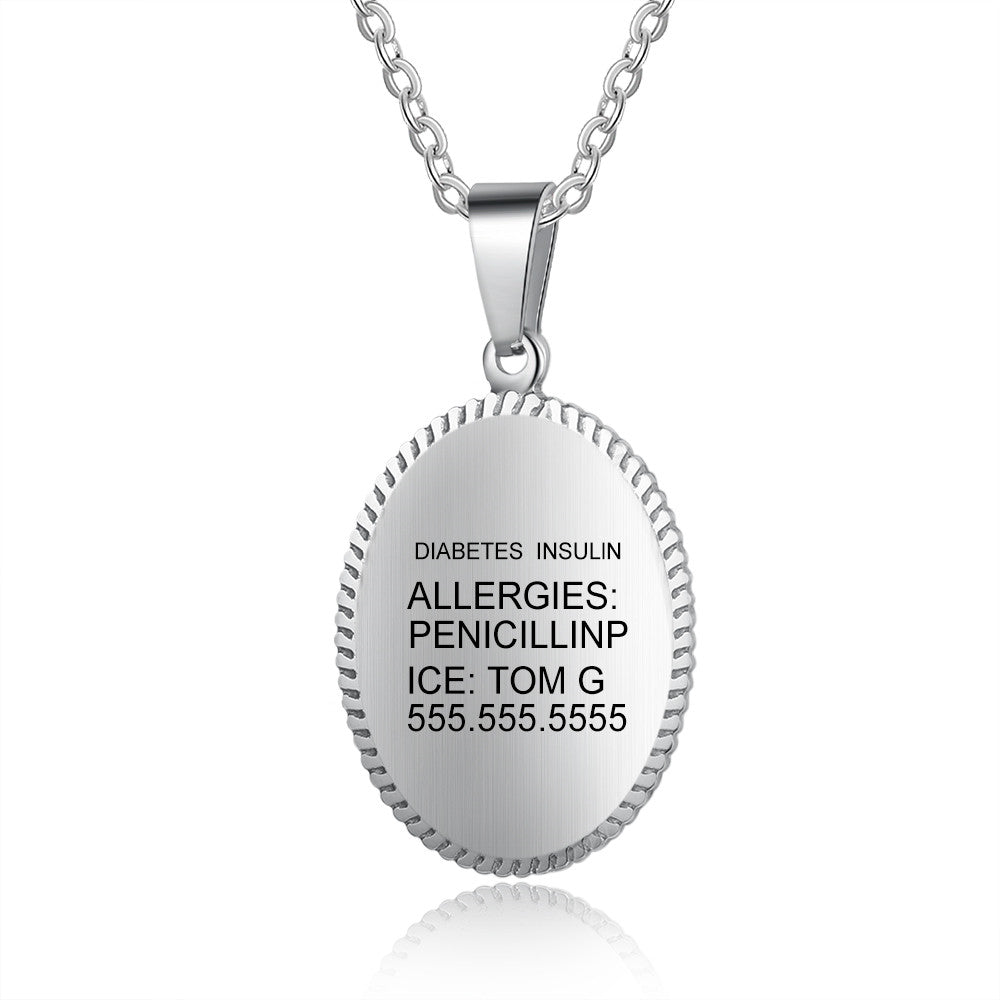 Engraving Stainless Steel Medical Necklace
