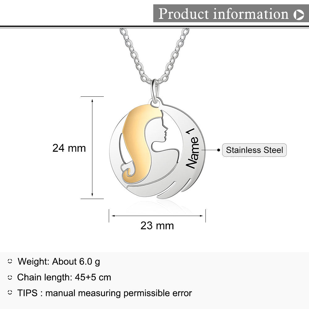 Personalized Stainless Steel Beautiful Lady Necklace