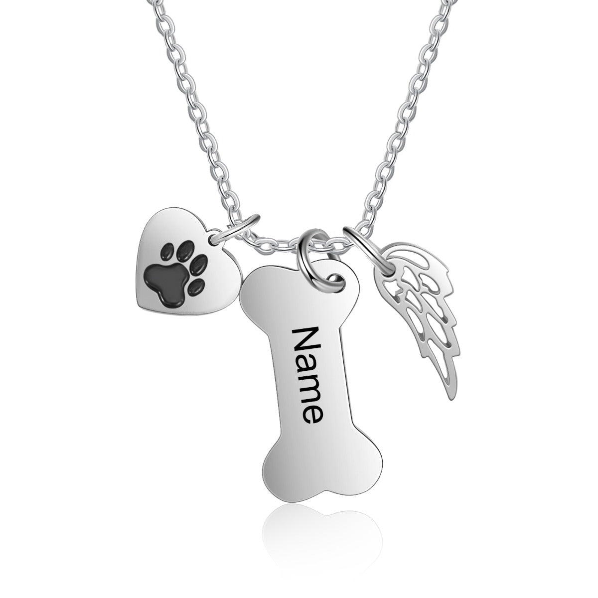 Personalized Stainless Steel Bone Heart Necklace