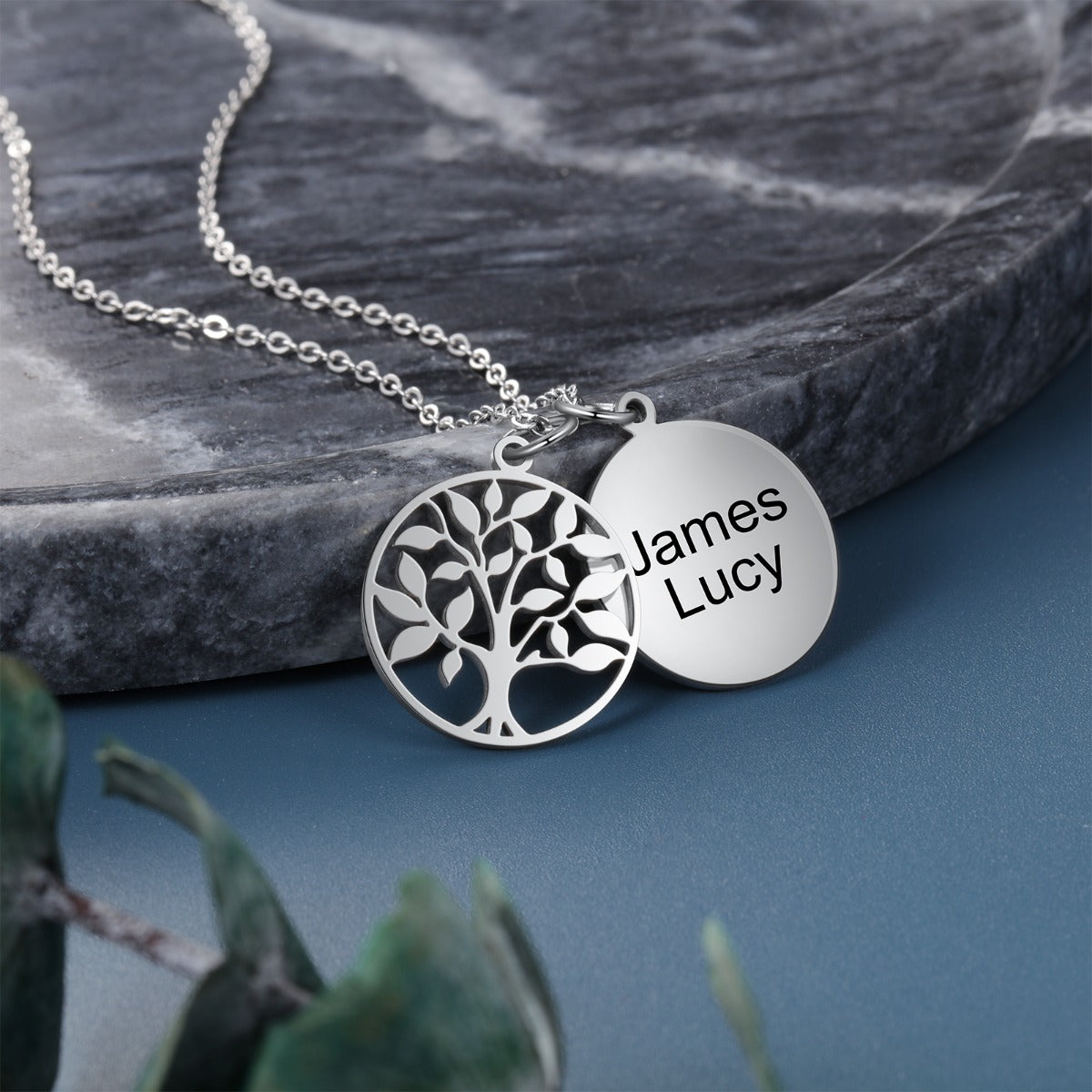 Personalized Stainless Steel Family Tree Necklace