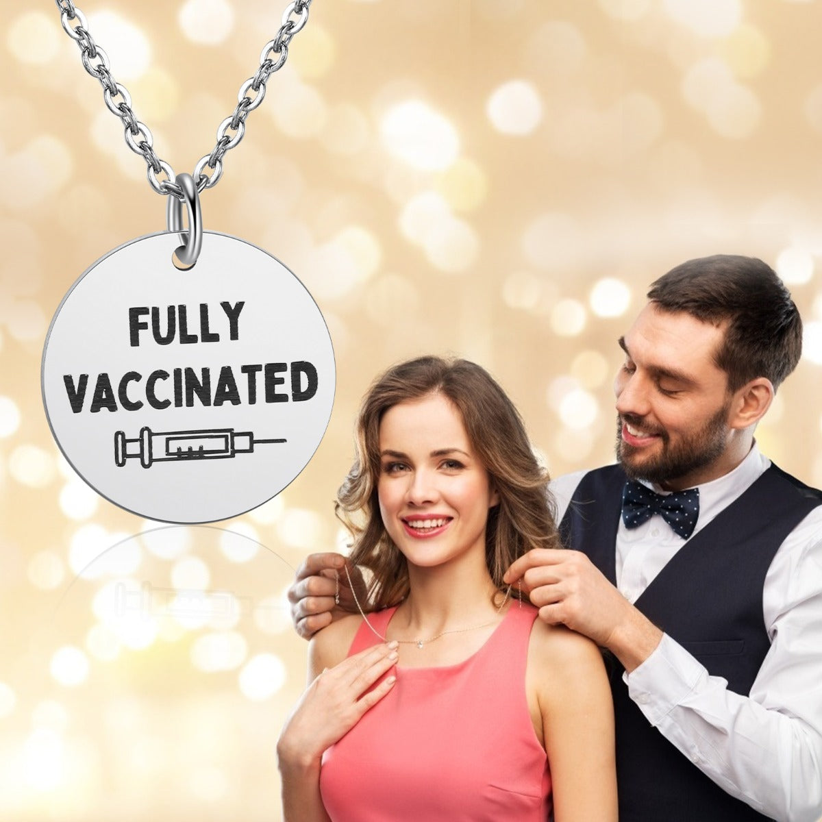 Personalized Stainless Steel Vaccination Necklace