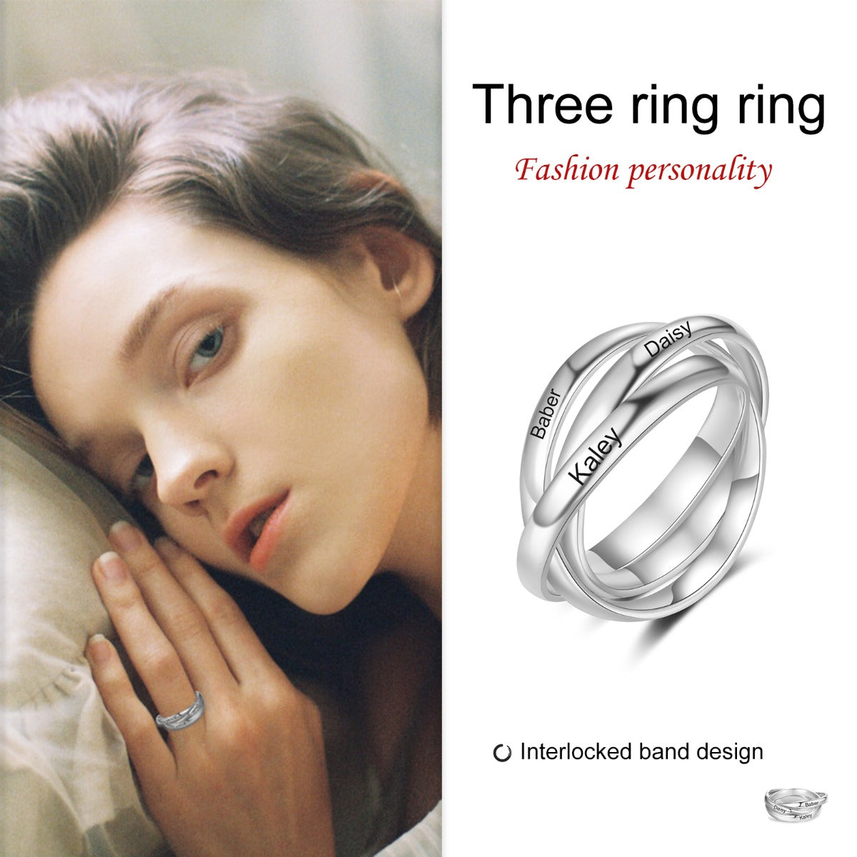 Personalized Rhodium Plated Metal-Circle Ring