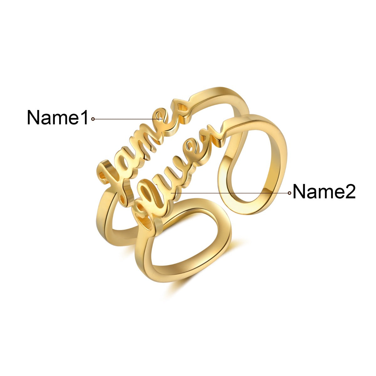 Personalized Rhodium Plated Name Ring