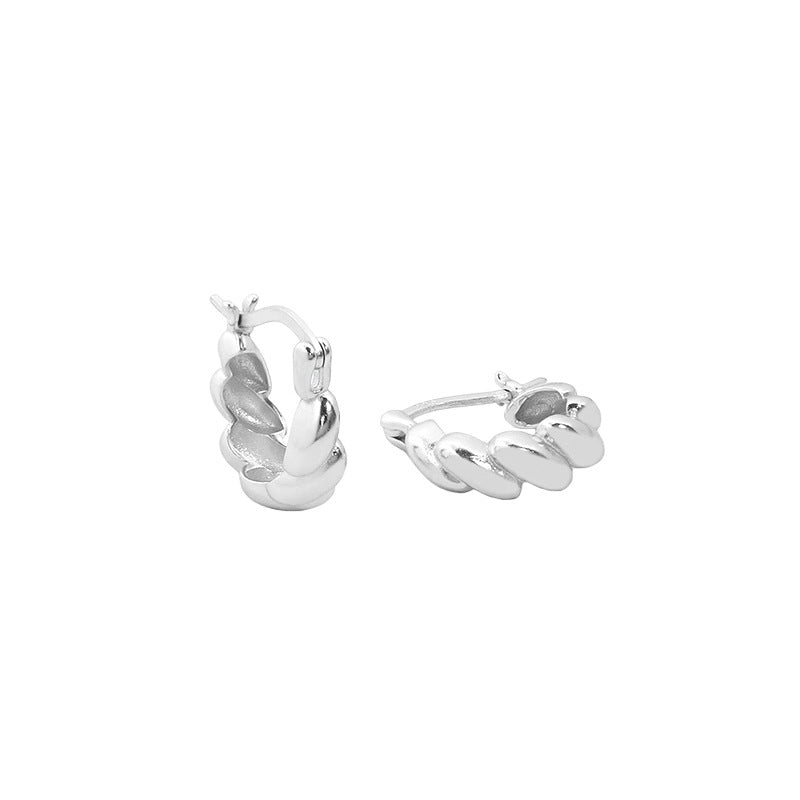 Minimalist Irregular Twisted 925 Sterling Silver Hoop Earrings
