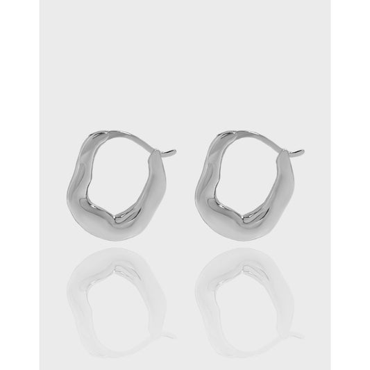 Gift Irregular Letter U Shape 925 Sterling Silver Hoop Earrings