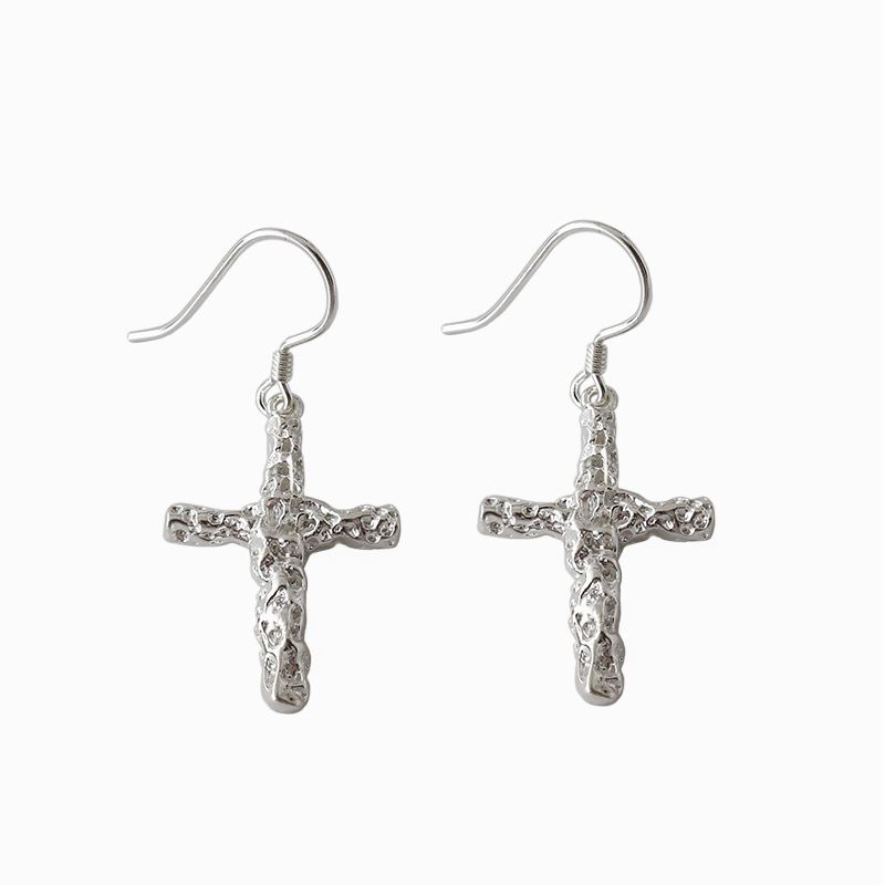 Fashion Irregular Cross 925 Sterling Silver Dangling Earrings