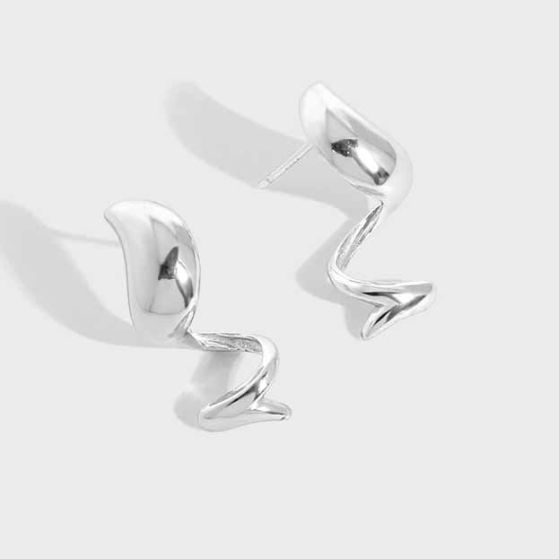 Elegant Waterdrop Wave Irregular 925 Sterling Silver Dangling Earrings