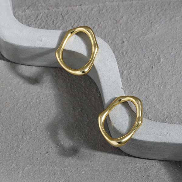 Elegant Hollow Irregular Circle 925 Sterling Silver Stud Earrings