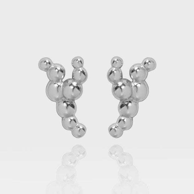Fashion Irregular Bubbles Y Shape 925 Sterling Silver Stud Earrings
