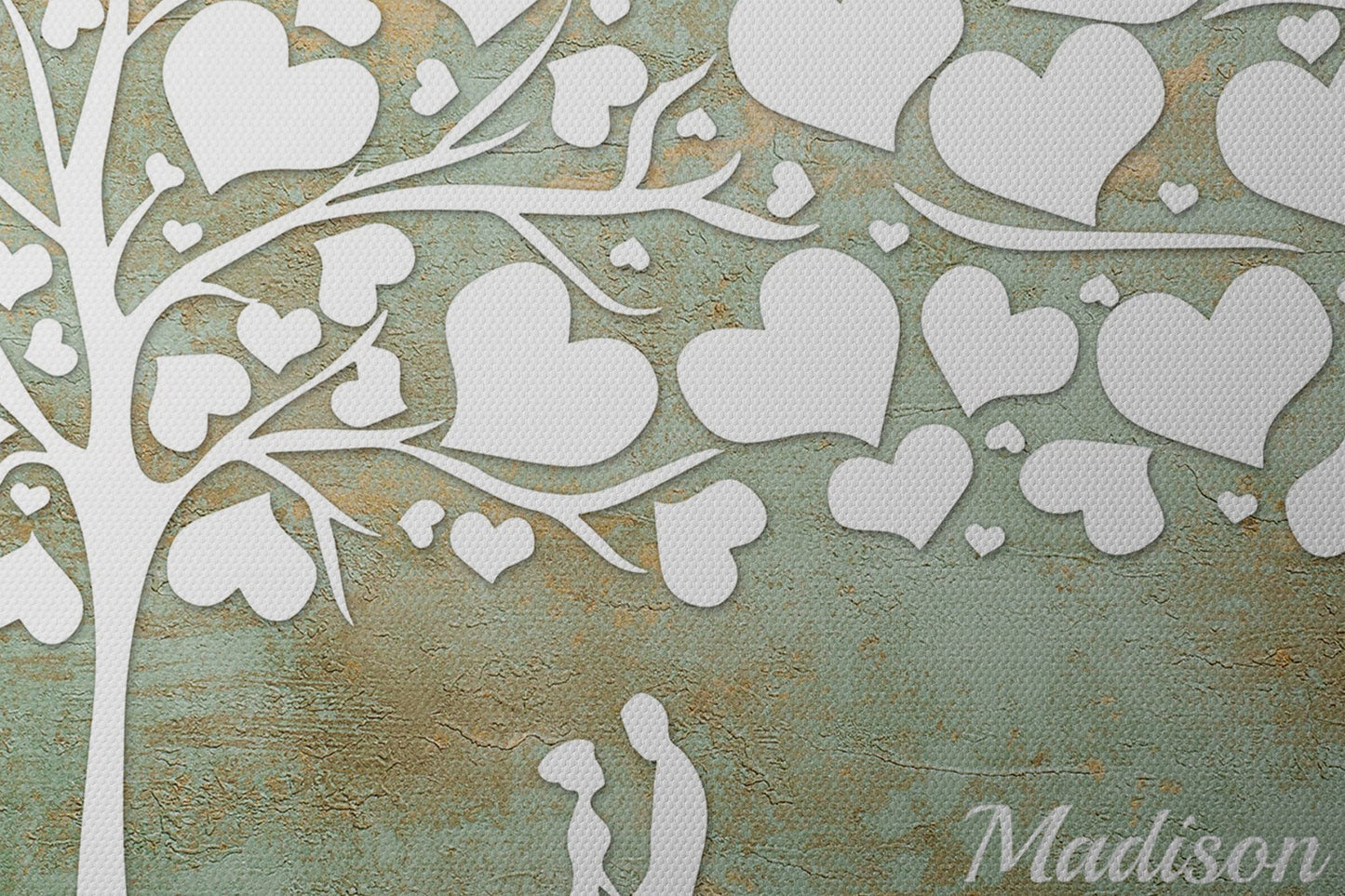 Canvas guest book alternative with heart. tree, bride and groom motif. Personalized wedding tree. 