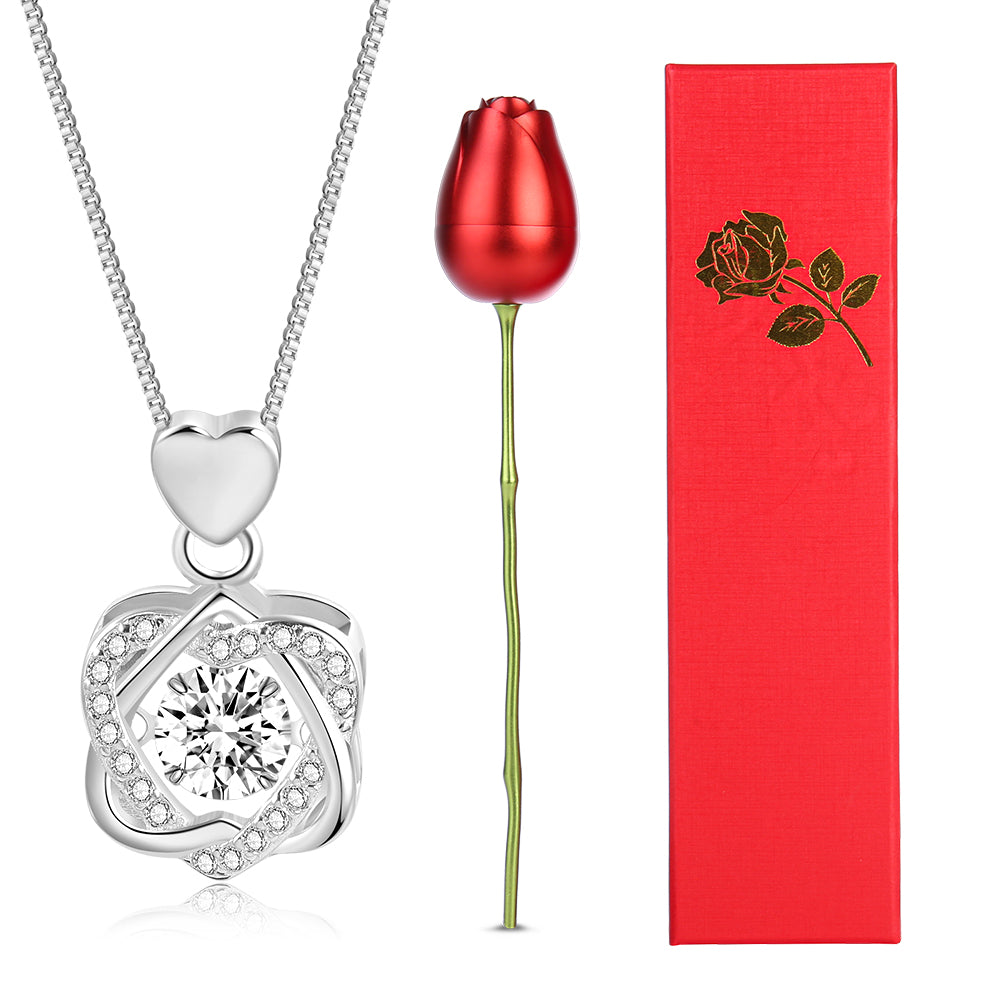 925 Sterling Silver Moissanite Necklace Tulip jewelry box