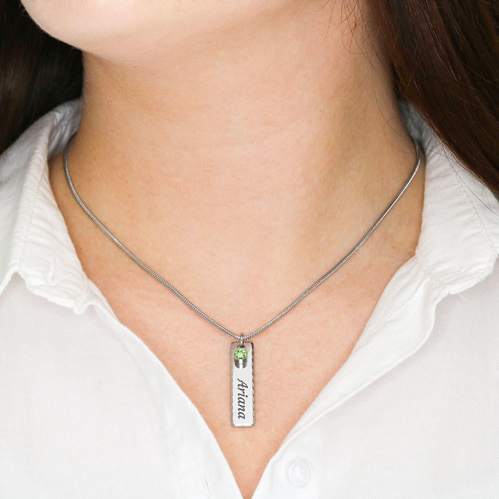 Custom Necklace with Birthstone Eucalyptus Design
