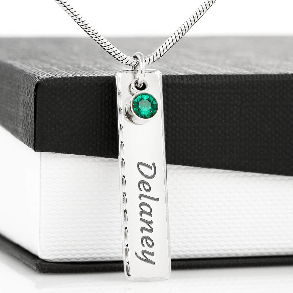 Custom Necklace with Birthstone Eucalyptus Design