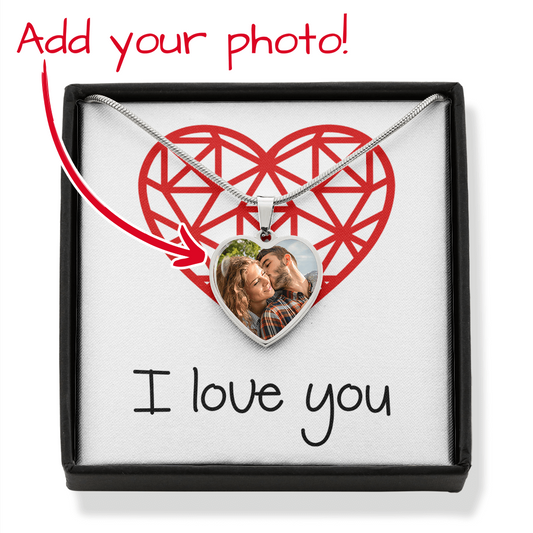 I love you custom necklace with photo