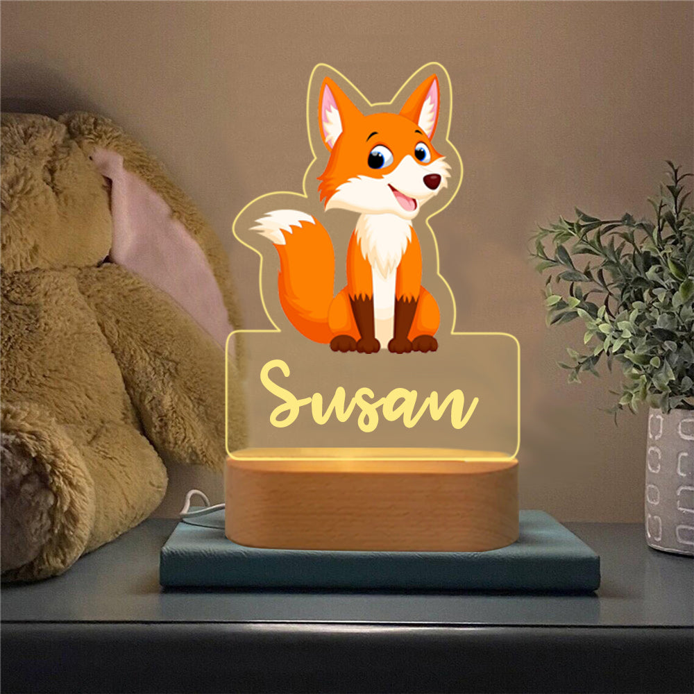 Custom Name Acrylic Fox Night Light