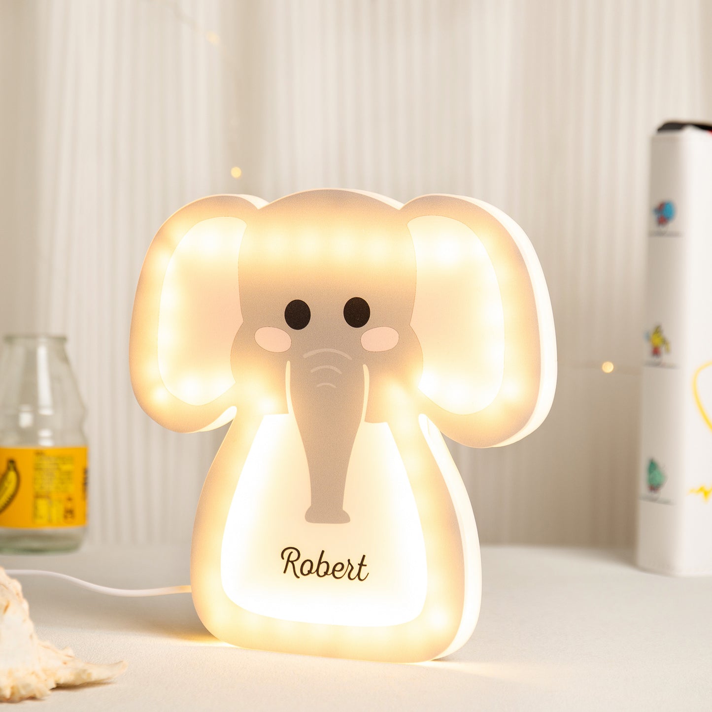 Custom Name Acrylic Elephant Night Light