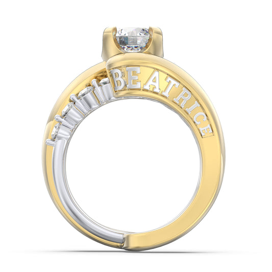 Custom Name 3D Silver Moissanite Ring