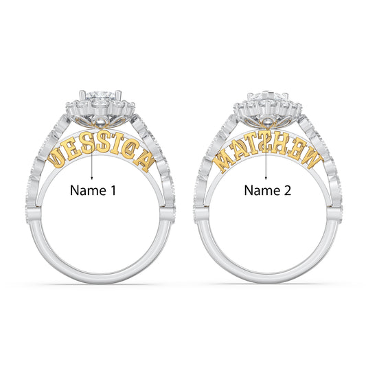 Custom Name Silver Moissanite 3D Ring