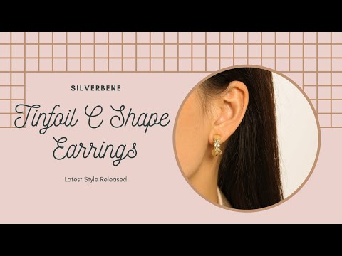 Irregular Tinfoil C Shape 925 Sterling Silver Stud Earrings